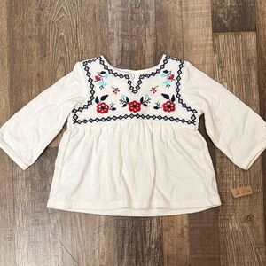 Carter's White Blouse with Colorful Embroidery